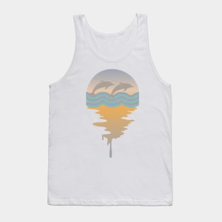 Retro Dolphins On An Ocean Background Tank Top